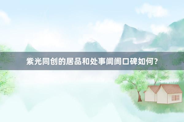 紫光同创的居品和处事阛阓口碑如何？